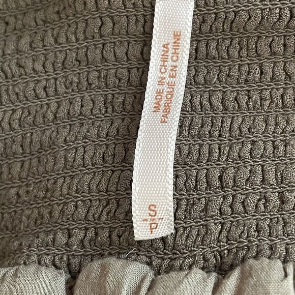 Free People Dip Dyed Full Skirt Sz S Lined Flat Front smocked Back Black Dk Tan - Picture 10 of 10